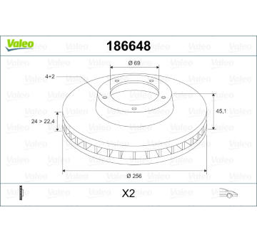 Brzdový kotouč VALEO 186648
