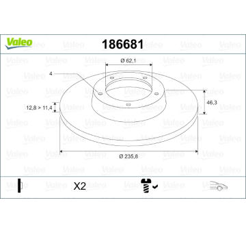 Brzdový kotouč VALEO 186681