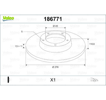 Brzdový kotouč VALEO 186771