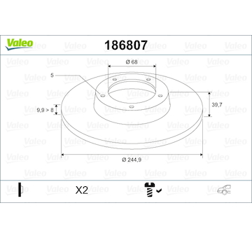 Brzdový kotouč VALEO 186807