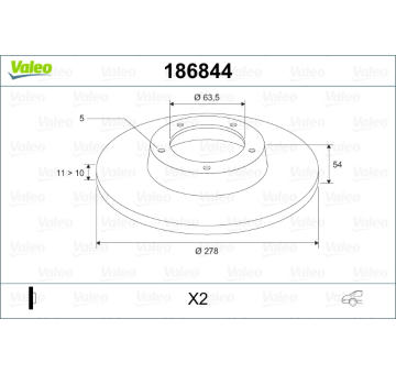 Brzdový kotouč VALEO 186844