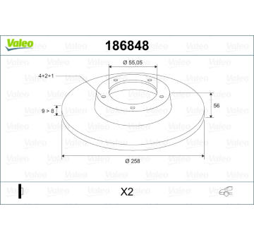 Brzdový kotouč VALEO 186848