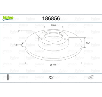 Brzdový kotouč VALEO 186856