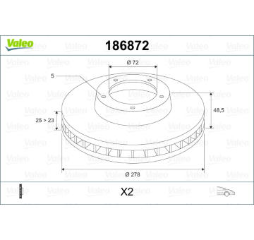 Brzdový kotouč VALEO 186872