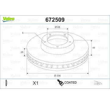 Brzdový kotouč VALEO 672509