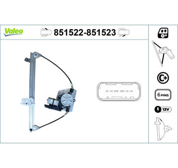 Zvedací zařízení oken VALEO 851522