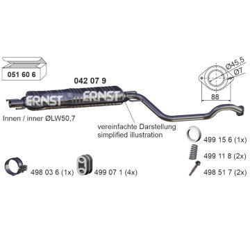 Střední tlumič výfuku ERNST 042079