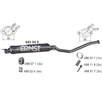 Střední tlumič výfuku ERNST 043045