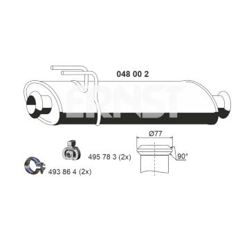 Střední tlumič výfuku ERNST 048002