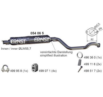 Střední tlumič výfuku ERNST 054065
