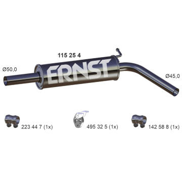 Střední tlumič výfuku ERNST 115254