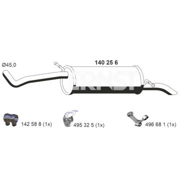 Zadní tlumič výfuku ERNST 140256