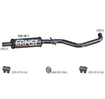 Střední tlumič výfuku ERNST 155267