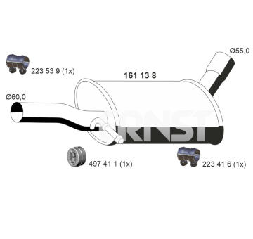 Střední tlumič výfuku ERNST 161138