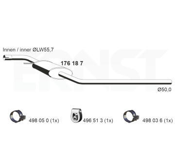 Střední tlumič výfuku ERNST 176187