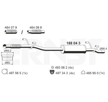 Střední tlumič výfuku ERNST 188043