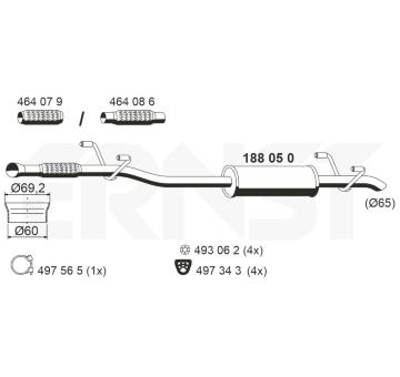 Střední tlumič výfuku ERNST 188050