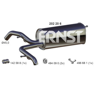 Zadní tlumič výfuku ERNST 202206