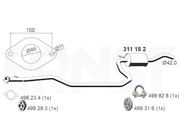 Střední tlumič výfuku ERNST 311182