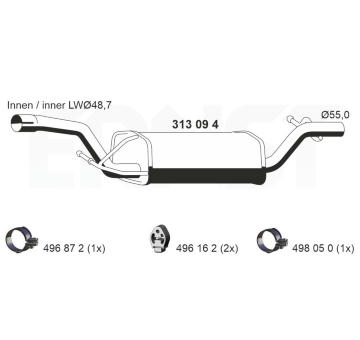 Střední tlumič výfuku ERNST 313094