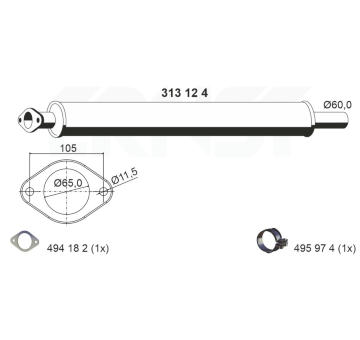 Predni tlumic vyfuku ERNST 313124