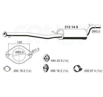 Stredni tlumic vyfuku ERNST 313148