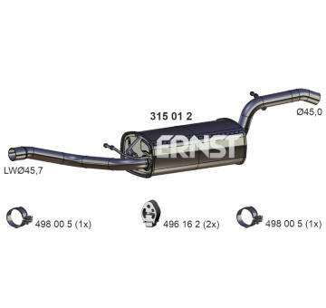 Střední tlumič výfuku ERNST 315012