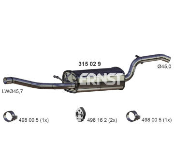 Střední tlumič výfuku ERNST 315029