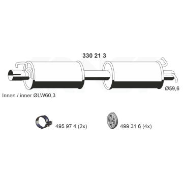 Střední tlumič výfuku ERNST 330213