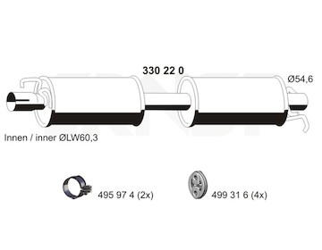 Stredni tlumic vyfuku ERNST 330220