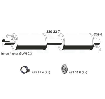Střední tlumič výfuku ERNST 330237