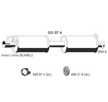 Střední tlumič výfuku ERNST 331074