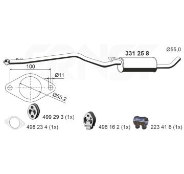 Střední tlumič výfuku ERNST 331258