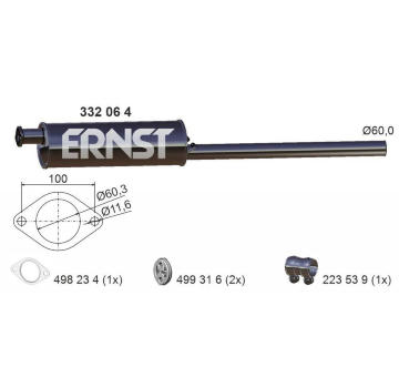 Stredni tlumic vyfuku ERNST 332064