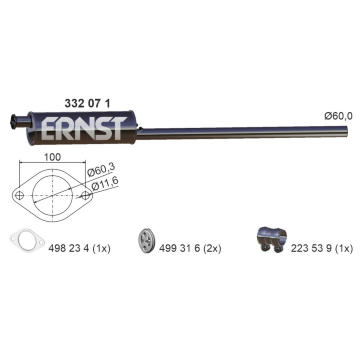 Střední tlumič výfuku ERNST 332071
