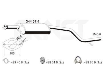 Stredni tlumic vyfuku ERNST 344074