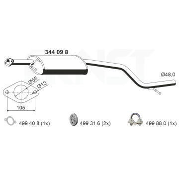 Střední tlumič výfuku ERNST 344098