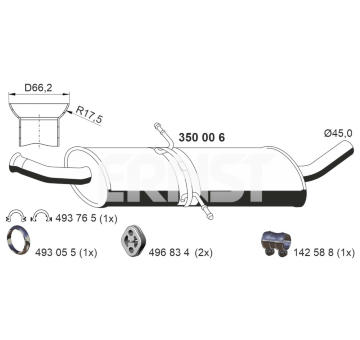 Střední tlumič výfuku ERNST 350006