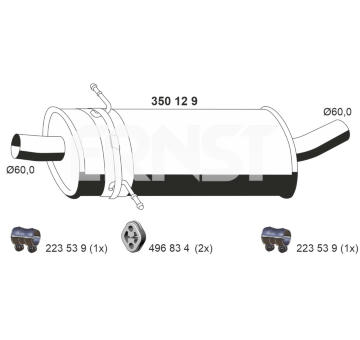 Střední tlumič výfuku ERNST 350129