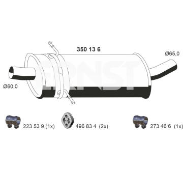 Stredni tlumic vyfuku ERNST 350136