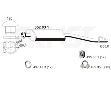 Stredni tlumic vyfuku ERNST 352031