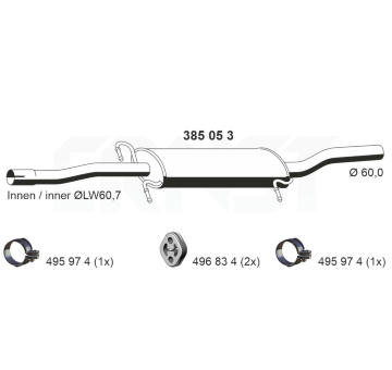 Střední tlumič výfuku ERNST 385053