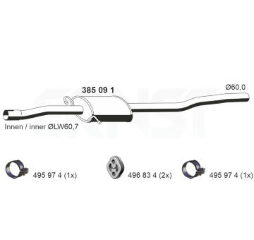 Střední tlumič výfuku ERNST 385091