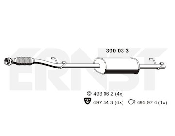 Střední tlumič výfuku ERNST 390033