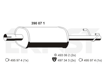 Střední tlumič výfuku ERNST 390071