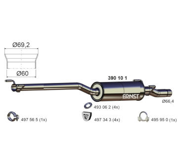 Střední tlumič výfuku ERNST 390101