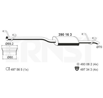 Střední tlumič výfuku ERNST 390163