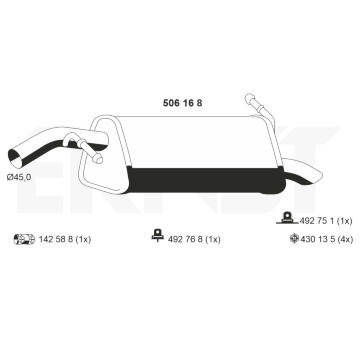 Zadní tlumič výfuku ERNST 506168