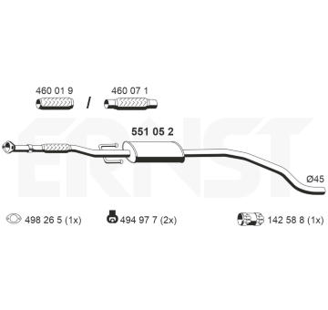 Střední tlumič výfuku ERNST 551052