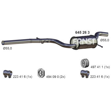 Střední tlumič výfuku ERNST 645263